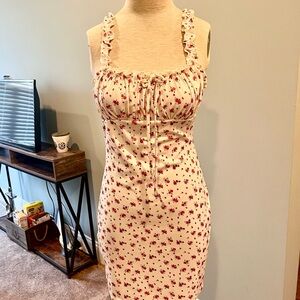 Floral Print white with red roses Dress